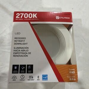 Utilitech LED 2700k Dimmable 4 in Recessed Light Soft White 85w Replacement. New